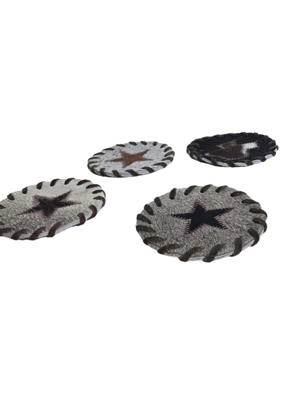 Southwestern Cowhide Coaster w/ Holder Set Of 4 Coasters & 1 Holder Texas Design - Picture 2 of 11